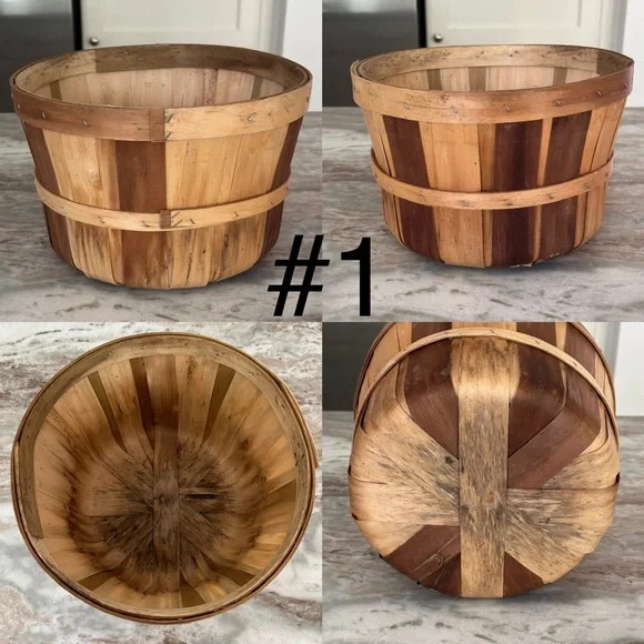Set of 5 Fall Harvest Rustic Wooden Bushel Baskets- Fall Planter / Apple Picking - Picture 9 of 13